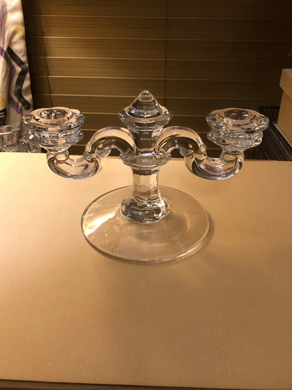 Vintage Glass Double Arm Candlelabra